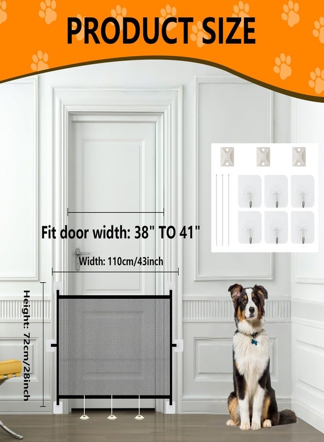 ELOEGO Dog Gate for Stairs & Doorways, Pet Gates for The House, Dogs Screen Mesh Gate for Pets, 43” W x 28" H - Image 2
